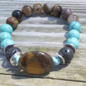 Essential Oil Beaded Bracelet, Lava Stone Bracelet Balancing Energier Diffuser